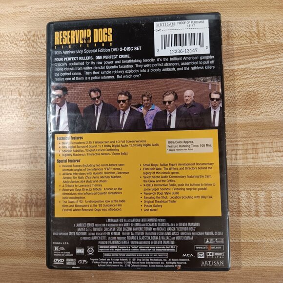 Reservoir Dogs 1992 DVD 2 Disc Wide & Full Screen Tarantino Madsen Keitel VTG - Picture 2 of 6